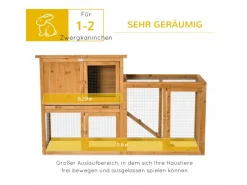 PawHut Kaninchenstall mit Tannenholz 141 x 60 x 86 cm