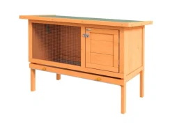 PawHut Kaninchenstall Tannenholz Metall Natur 90cm x 45cm x 65cm