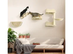 PawHut Katzen Kletterwand Spanplatte Polyester Beige 40L x 28B x 73H cm