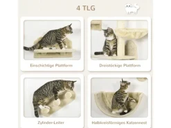 PawHut Katzen Kletterwand Spanplatte Polyester Beige 40L x 28B x 73H cm