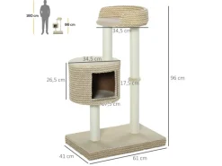 Best PawHut Katzenbaum Kuschelige Aussichtsplattformen 61x41x96 cm