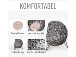 PawHut Katzenhaus aus Rattan mit Kissen Erhöhten Füßen