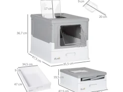 Best PawHut Katzenklo mit Bodenschale