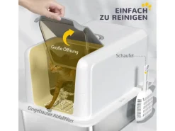 PawHut Katzentoilette Edelstahl Kunststoff Weiß 40,5L x 60,5B x 41,5H cm