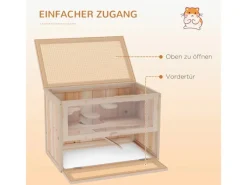 PawHut Käfig Nagerkäfig Kleintierkäfig Tanne Naturholz 60L x 35B x 42H cm