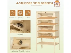 New PawHut Kleintierkäfig 5 Etagen mit Gitterdach