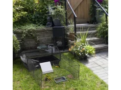 PawHut Kleintierstall mit Klappbarem Auslaufbereich Schwarz 88 x 128,5 x 56 cm