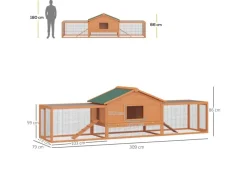 PawHut Kleintierstall mit 2 Freigehegen und 2 Rampen 309 x 79 x 86 cm