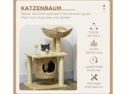 PawHut Kratzbaum 74 cm Katzenbaum mit Katzenhöhle Spielball