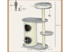 PawHut Kratzbaum 100 cm mit Kratztonne Sisalsäule und Kissen