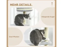 PawHut Kratzbaum 100 cm mit Kratztonne Sisalsäule und Kissen