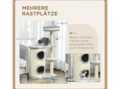 PawHut Kratzbaum 100 cm mit Kratztonne Sisalsäule und Kissen