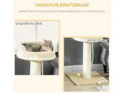 Clearance PawHut Kratzbaum 85 cm mit Liegefläche Plüsch-Kletterbaum Spielball