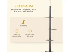 PawHut Kratzbaum Deckenhoch 228-260 cm mit 3 Ebenen Spielbaum