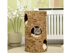 Hot PawHut Kratzbaum Kratztonne mit 3 Höhlen Kissen