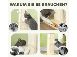 PawHut Kratzstamm Kratzsäule MDF Sisal Eiche 34L x 34B x 67H cm