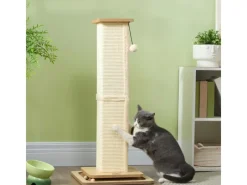 Sale PawHut Kratzstamm Kratzsäule MDF Sisal Eiche 39,5L x 39,5B x 87H cm