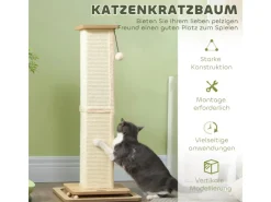 Sale PawHut Kratzstamm Kratzsäule MDF Sisal Eiche 39,5L x 39,5B x 87H cm
