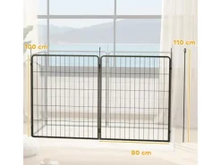 PawHut Pet Playpen Welpenzaun aus Stahl Schwarz 80L x 1,5B x 100H cm