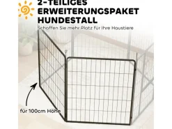 PawHut Pet Playpen Welpenzaun aus Stahl Schwarz 80L x 1,5B x 100H cm
