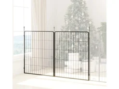 PawHut Pet Playpen Welpenzaun aus Stahl Schwarz 80L x 1,5B x 100H cm