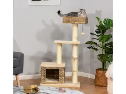 PawHut Rattan Katzenbaum mit Sisal Höhe 108 cm