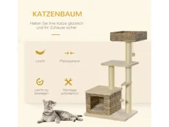 PawHut Rattan Katzenbaum mit Sisal Höhe 108 cm