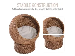 PawHut Rattan Katzenkorb mit Kissen