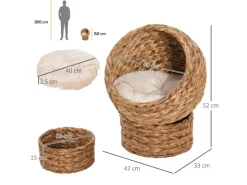 PawHut Rattan Katzenkorb mit Kissen