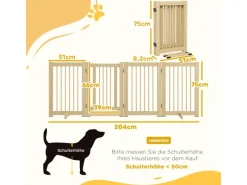 PawHut Schutzgitter Kiefernholz Naturholz 204L x 36B x 75H cm