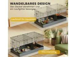 PawHut Small Animal Cage Stahl Oxfordstoff Schwarz 121L x 61B x 61H cm