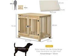 PawHut Tierkäfig aus Holz mit Kissen Naturholz Cremeweiß 82,5 x 57 x 72 cm