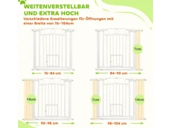Clearance PawHut Türschutzgitter 76-104 cm Absperrgitter Stahl PA Weiß 76-104L x 77H cm