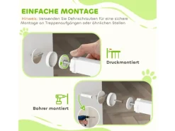 Clearance PawHut Türschutzgitter 76-104 cm Absperrgitter Stahl PA Weiß 76-104L x 77H cm