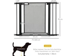 PawHut Türschutzgitter Ohne Bohren und mit Auto-Close