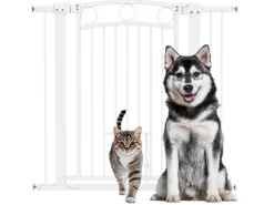 Clearance PawHut Türschutzgitter Stahl Kunststoff Weiß 76-104L x 96H cm