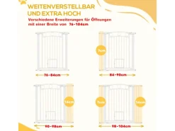Clearance PawHut Türschutzgitter Stahl Kunststoff Weiß 76-104L x 96H cm