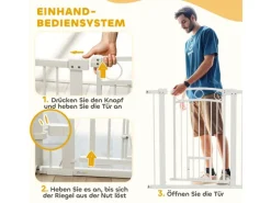 Clearance PawHut Türschutzgitter Stahl Kunststoff Weiß 76-104L x 96H cm