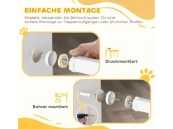 PawHut Türschutzgitter Stahl Kunststoff Weiß 76-104L x 106H cm