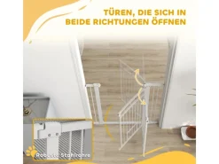 PawHut Türschutzgitter Stahl Kunststoff Weiß 76-104L x 106H cm