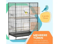 PawHut Vogelkäfig mit Sitzstangen Ablage Bodenwanne