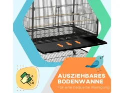 PawHut Vogelkäfig mit Sitzstangen Ablage Bodenwanne