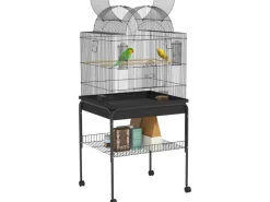Sale PawHut Vogelkäfig Stahl Kunststoff Schwarz 63L x 53B x 144H cm