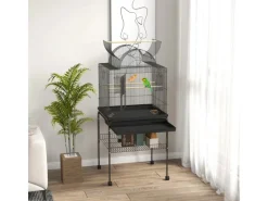 Sale PawHut Vogelkäfig Stahl Kunststoff Schwarz 63L x 53B x 144H cm