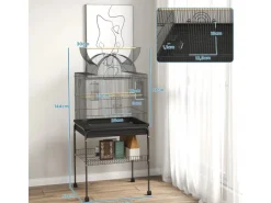 Sale PawHut Vogelkäfig Stahl Kunststoff Schwarz 63L x 53B x 144H cm