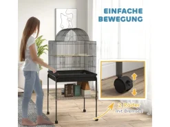 Sale PawHut Vogelkäfig Stahl Kunststoff Schwarz 63L x 53B x 144H cm