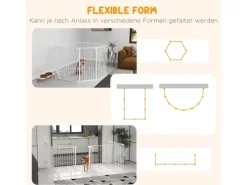 Outlet PawHut Welpenauslauf Klappbar 90 cm Hoch mit 8 Platten Tür