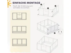 PawHut Wurfkiste für Welpen Kiefernholz MDF Weiß 100L x 96B x 48H cm