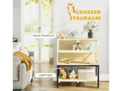 Discount PawHut Zwerghamsterkäfig Tannenholz Stahl Naturholz 87L x 43B x 101H cm