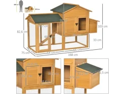 PawHut Zwerghühnerstall mit Auslauf Stange Nistkasten